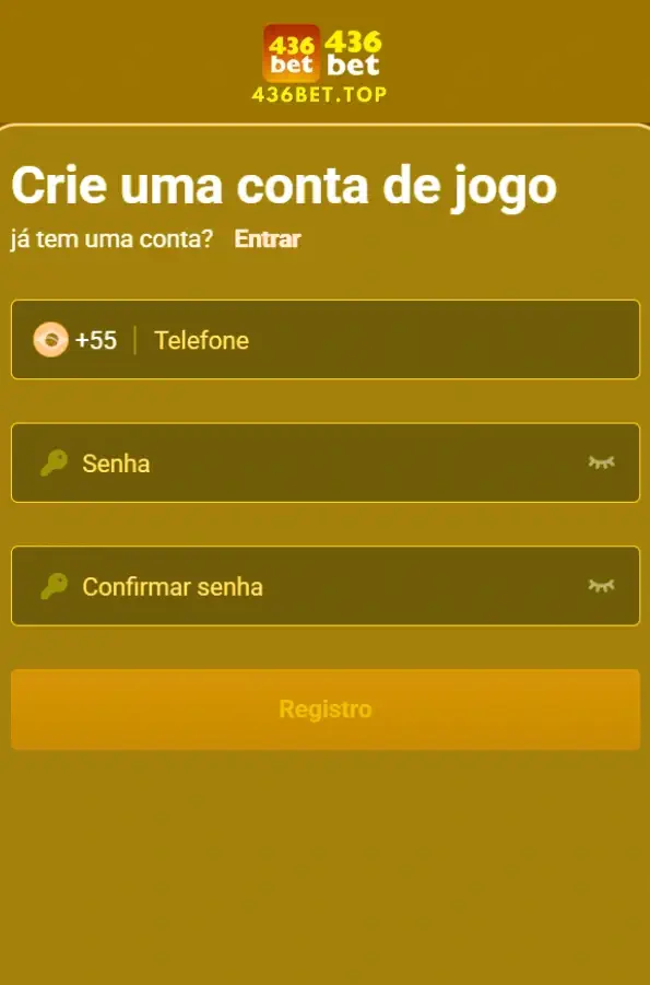 Tela de registro do 436BET